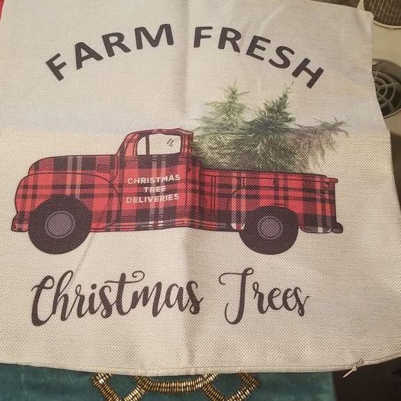 Christmas Pillow Covers Set of 4! NEW Farmhouse Chic 17" X 17" - Picture 4 of 9